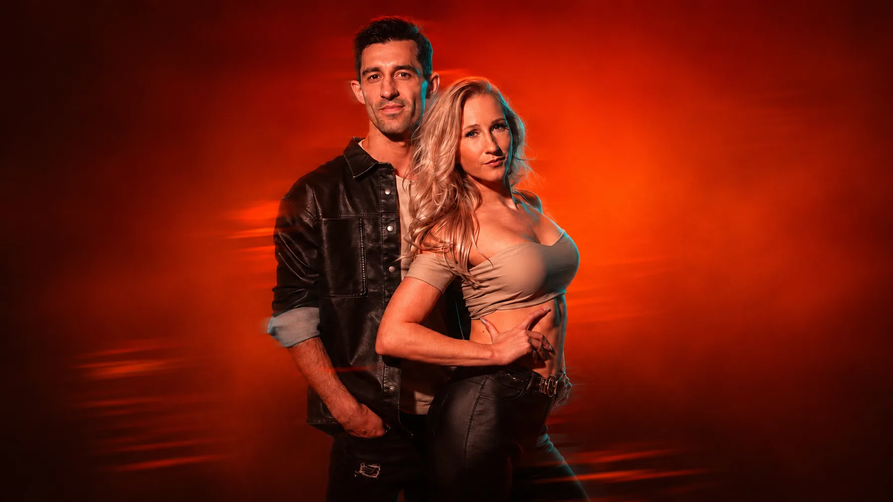 Alexej & Florence under red stage lighting — 6 Hours of Zouk intensive workshop