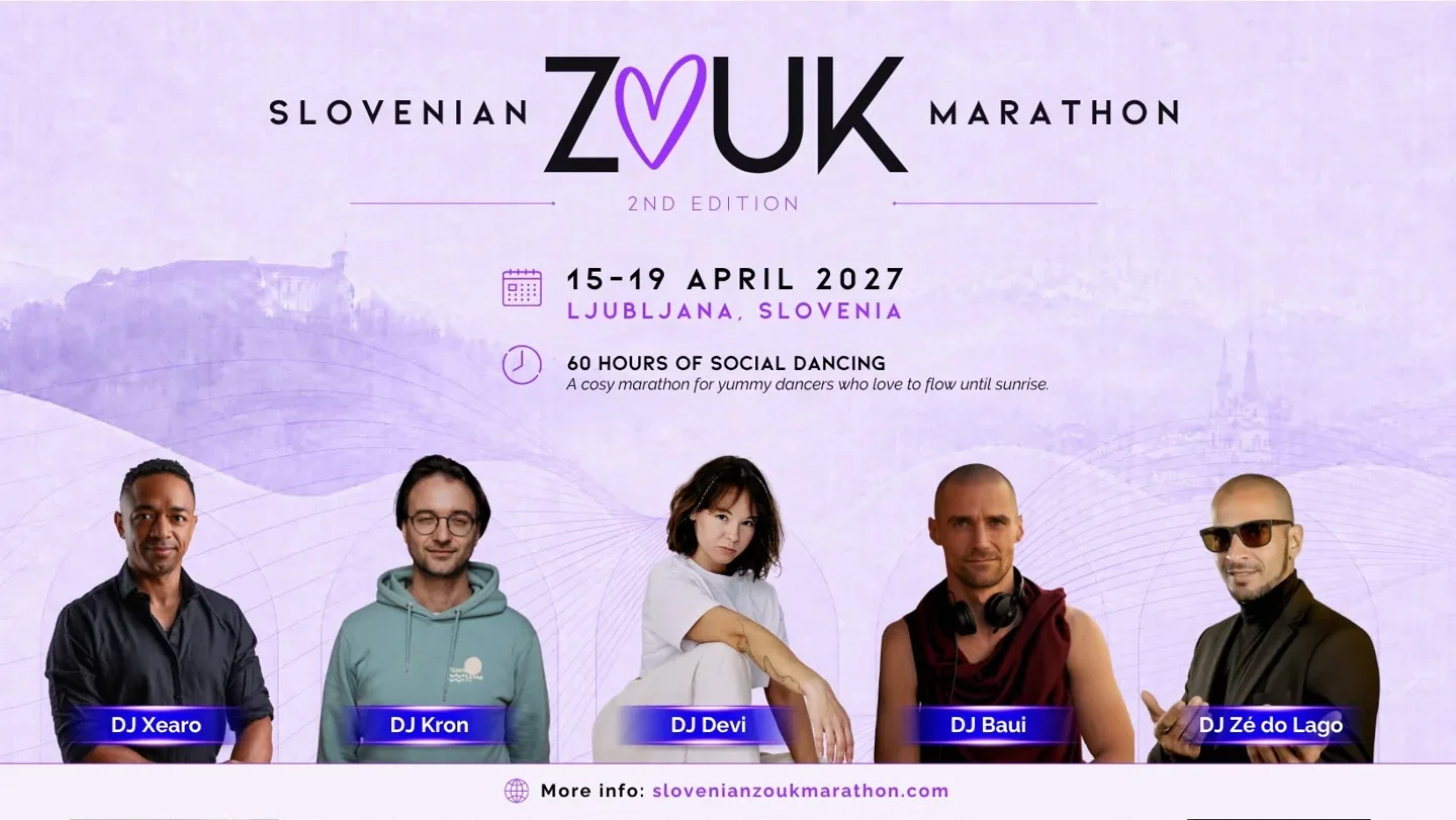Slovenian Zouk Marathon · Originalflyer 15.–19. Apr. 2027